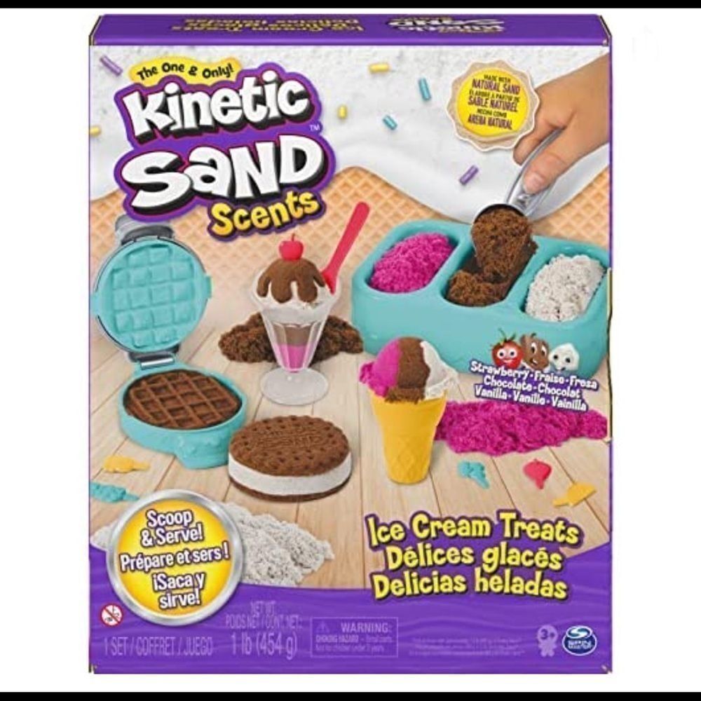 Kinetic Sand Scents Ice Cream Treats Playset Scented Sand and 6 Serving tools